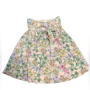 NWT Express floral A line mini skirt size‎ 0 multicolored lined summer pink
